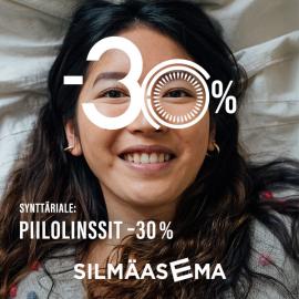 Synttäriale: Kaikki piilolinssit –30 % 