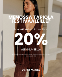 Ranneketta näyttämällä -20% alennus koko normaalihintaisesta kertaostoksesta.